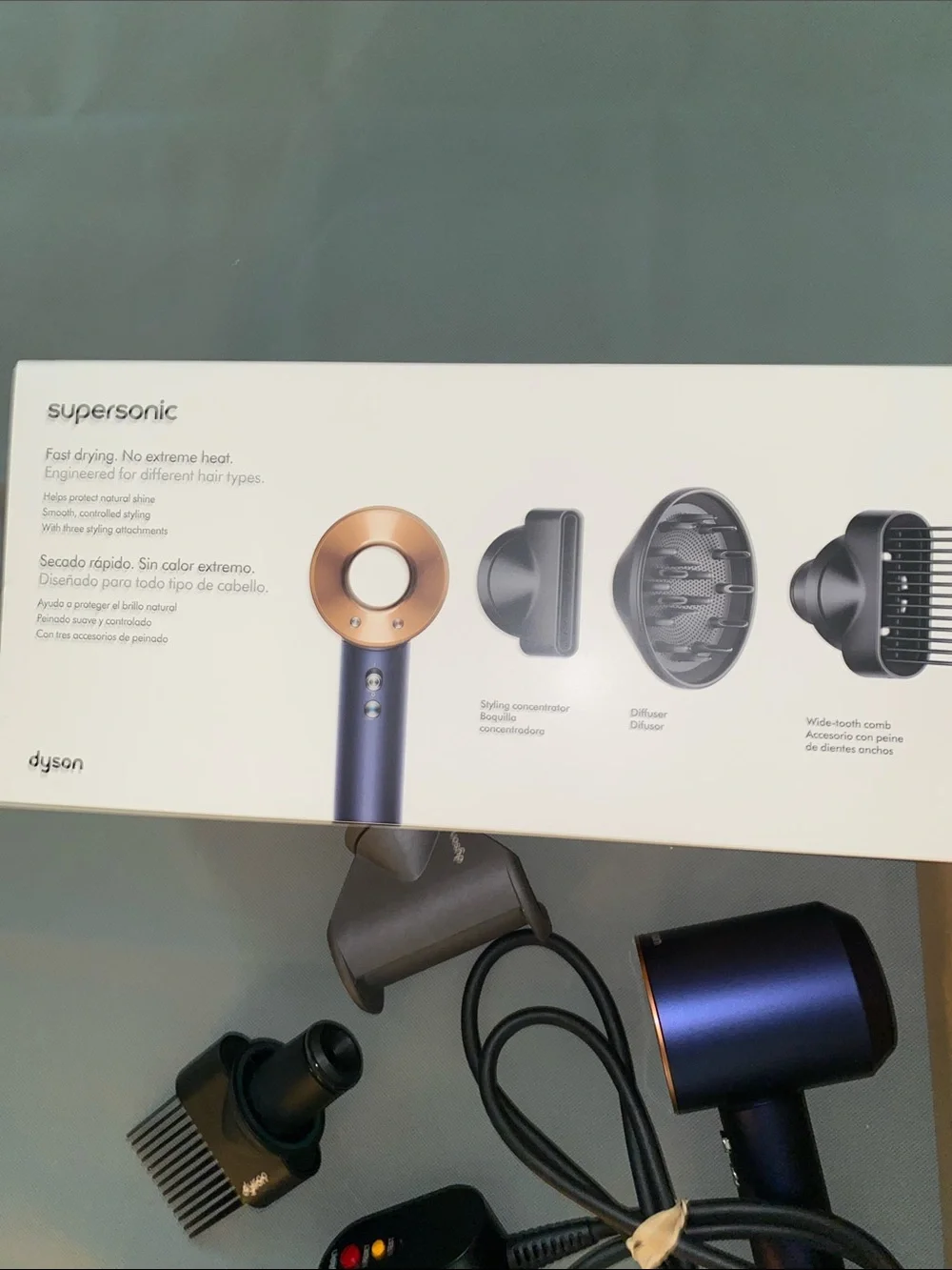 Dyson Supersonic Hairdryer HD07 Prussian Blue / Rich Copper 4 Attachments New